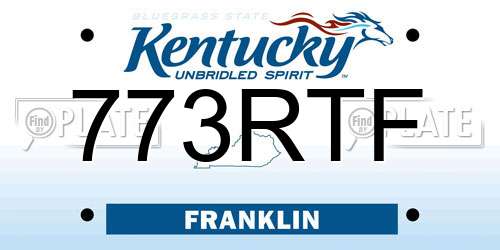 773RTF Kentucky License Plate