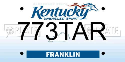 773TAR Kentucky License Plate