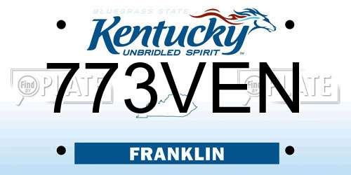 773VEN Kentucky License Plate