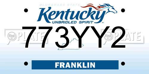 773YY2 Kentucky License Plate