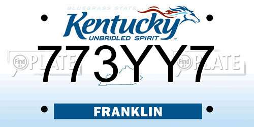 773YY7 Kentucky License Plate