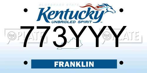 773YYY Kentucky License Plate