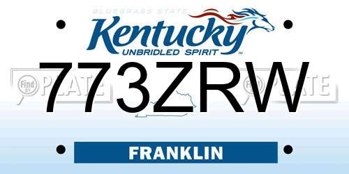 773ZRW Kentucky License Plate
