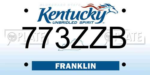773ZZB Kentucky License Plate