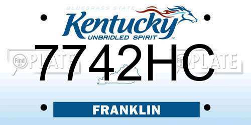 7742HC Kentucky License Plate