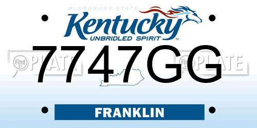 7747GG Kentucky License Plate