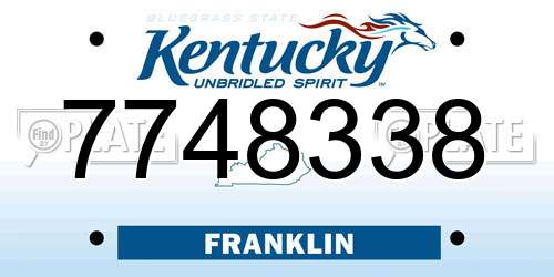 7748338 Kentucky License Plate