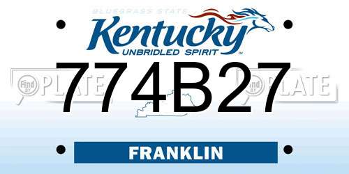 774B27 Kentucky License Plate
