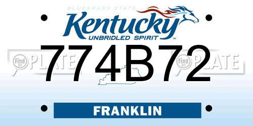 774B72 Kentucky License Plate