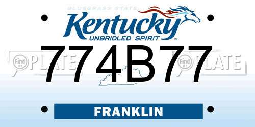 774B77 Kentucky License Plate