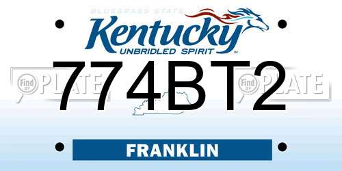 774BT2 Kentucky License Plate