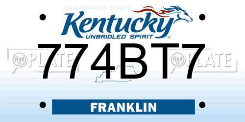 774BT7 Kentucky License Plate