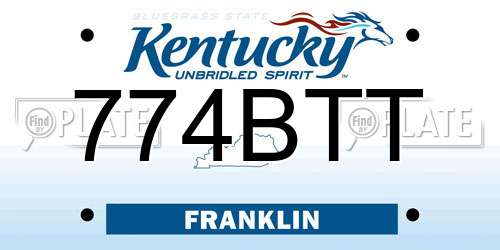 774BTT Kentucky License Plate