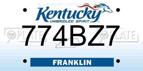 774BZ7 Kentucky License Plate