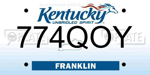 774QOY Kentucky License Plate