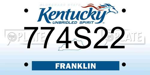 774S22 Kentucky License Plate
