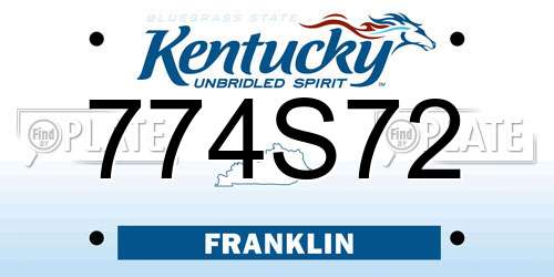 774S72 Kentucky License Plate