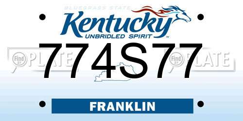 774S77 Kentucky License Plate
