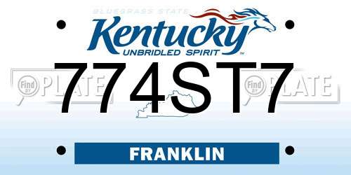 774ST7 Kentucky License Plate