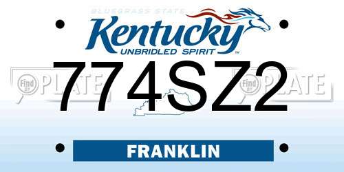 774SZ2 Kentucky License Plate