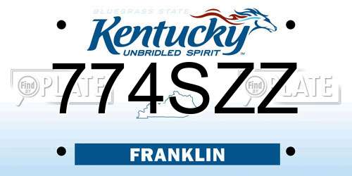 774SZZ Kentucky License Plate