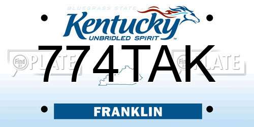 774TAK Kentucky License Plate