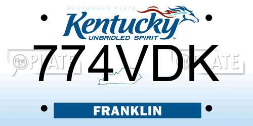 774VDK Kentucky License Plate