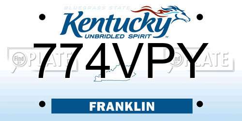 774VPY Kentucky License Plate