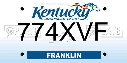 774XVF Kentucky License Plate