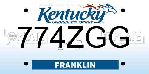 774ZGG Kentucky License Plate