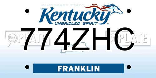 774ZHC Kentucky License Plate