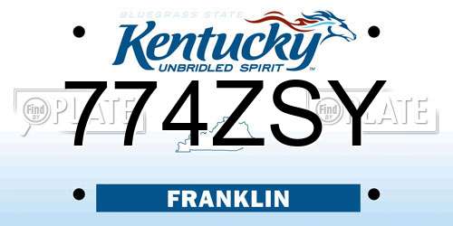 774ZSY Kentucky License Plate