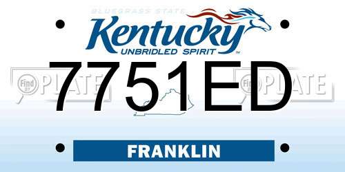 7751ED Kentucky License Plate