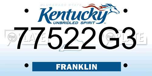 77522G3 Kentucky License Plate