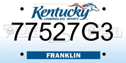 77527G3 Kentucky License Plate