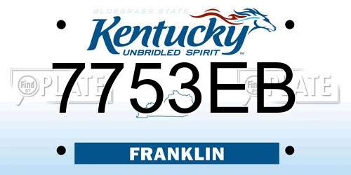 7753EB Kentucky License Plate