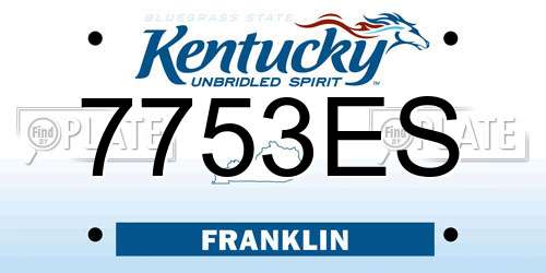 7753ES Kentucky License Plate