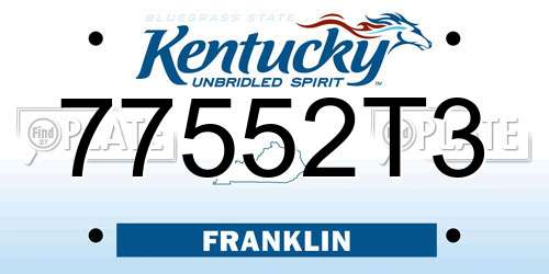 77552T3 Kentucky License Plate