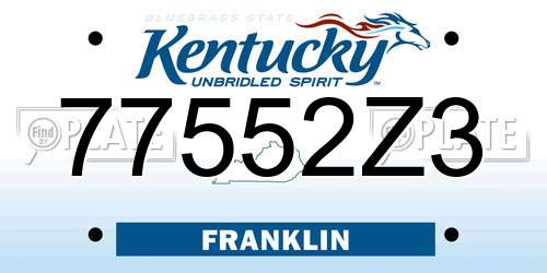 77552Z3 Kentucky License Plate