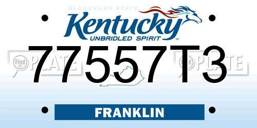77557T3 Kentucky License Plate