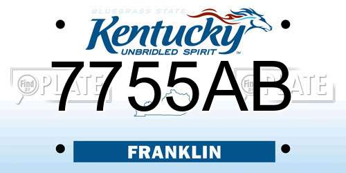 7755AB Kentucky License Plate