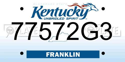 77572G3 Kentucky License Plate