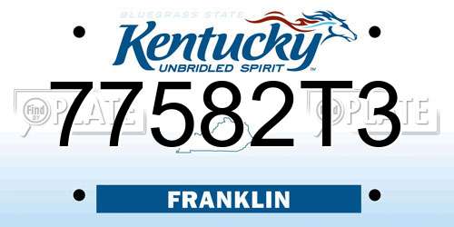 77582T3 Kentucky License Plate