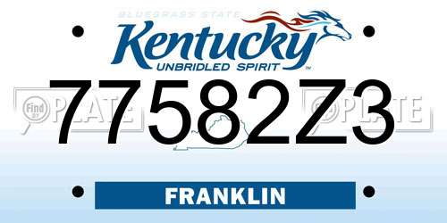 77582Z3 Kentucky License Plate