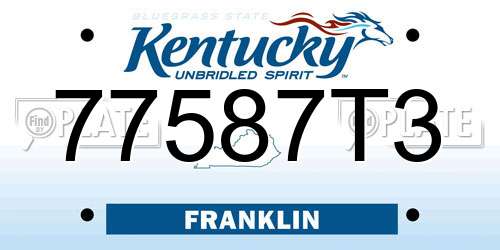 77587T3 Kentucky License Plate