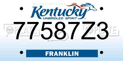 77587Z3 Kentucky License Plate