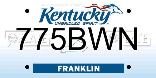 775BWN Kentucky License Plate
