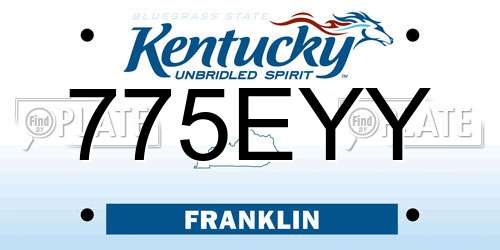 775EYY Kentucky License Plate