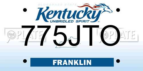 775JTO Kentucky License Plate