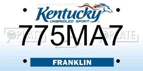 775MA7 Kentucky License Plate